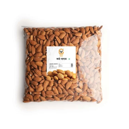 Almonds (কাঠ বাদাম) in a clear pack